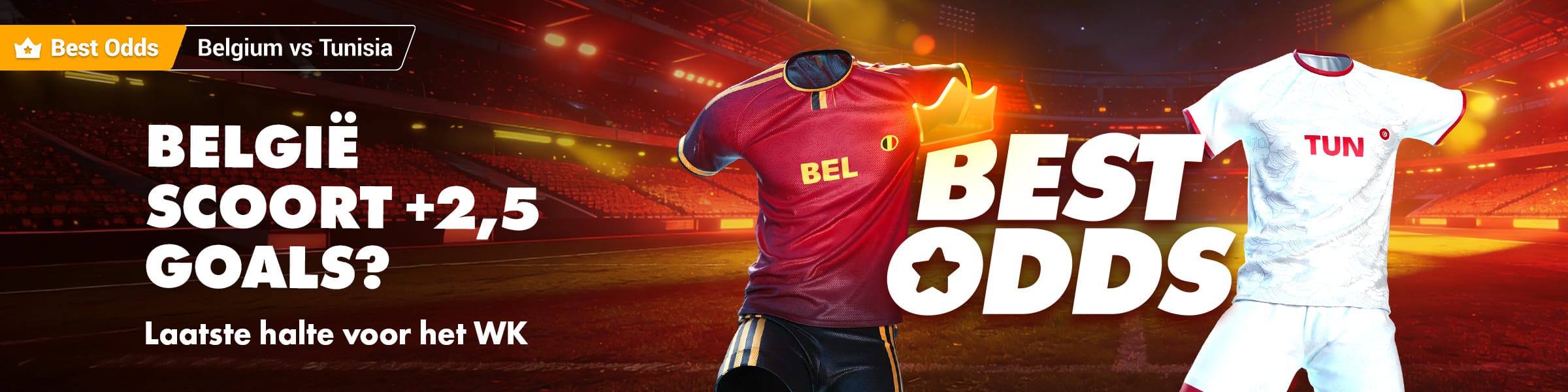 Cote boostée Belgique vs Tunisie