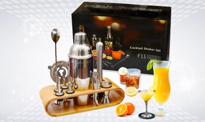 Barman kit with shaker and cocktail utensils