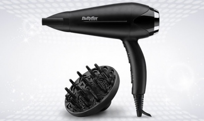 Black Babyliss hairdryer with diffuser